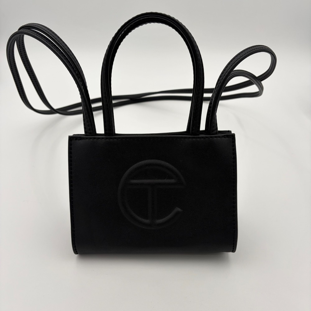 Telfar Black Small Tote Bag Embossed Logo Double Handles
